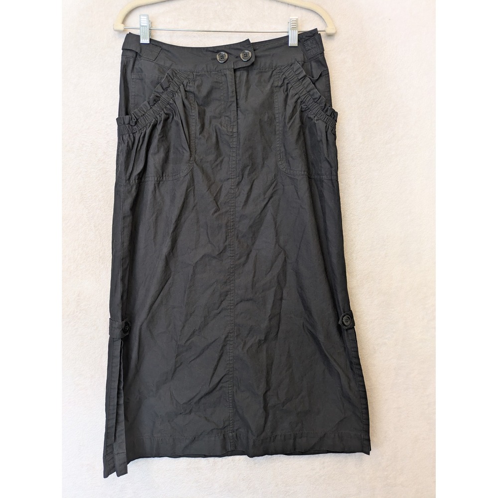 Robert Kitchen Cargo Midi Skirt Women's 4 Black Utility Gorpcore Pocket Detail